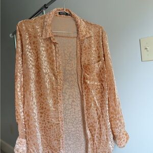 Nasty Gal Peach/Gold Leopard‎ Print Women's Top